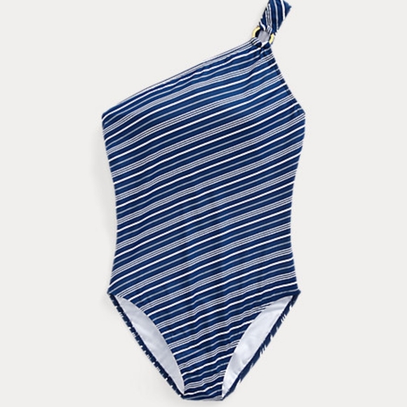 Ralph Lauren Striped One Shoulder One-Piece Swimsuit - Picture 9 of 9